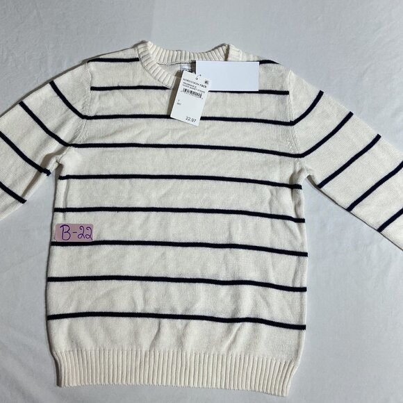 Boys Ivory & Navy Striped Cotton Pullover Sweater Size 7 Nordstrom Rack Casual S - Picture 6 of 6